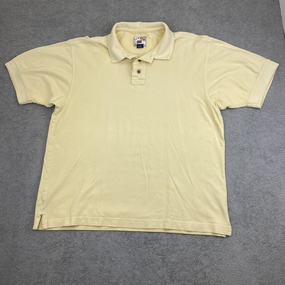 Cutter & Buck Solid Yellow Short‎ Sleeve Polo Shirt Mens Size XL Cotton